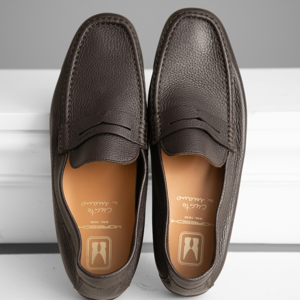 Moreschi Mens Shoes 8.5 Italy Made Leather Penny Loafers Old Money Quiet Luxury